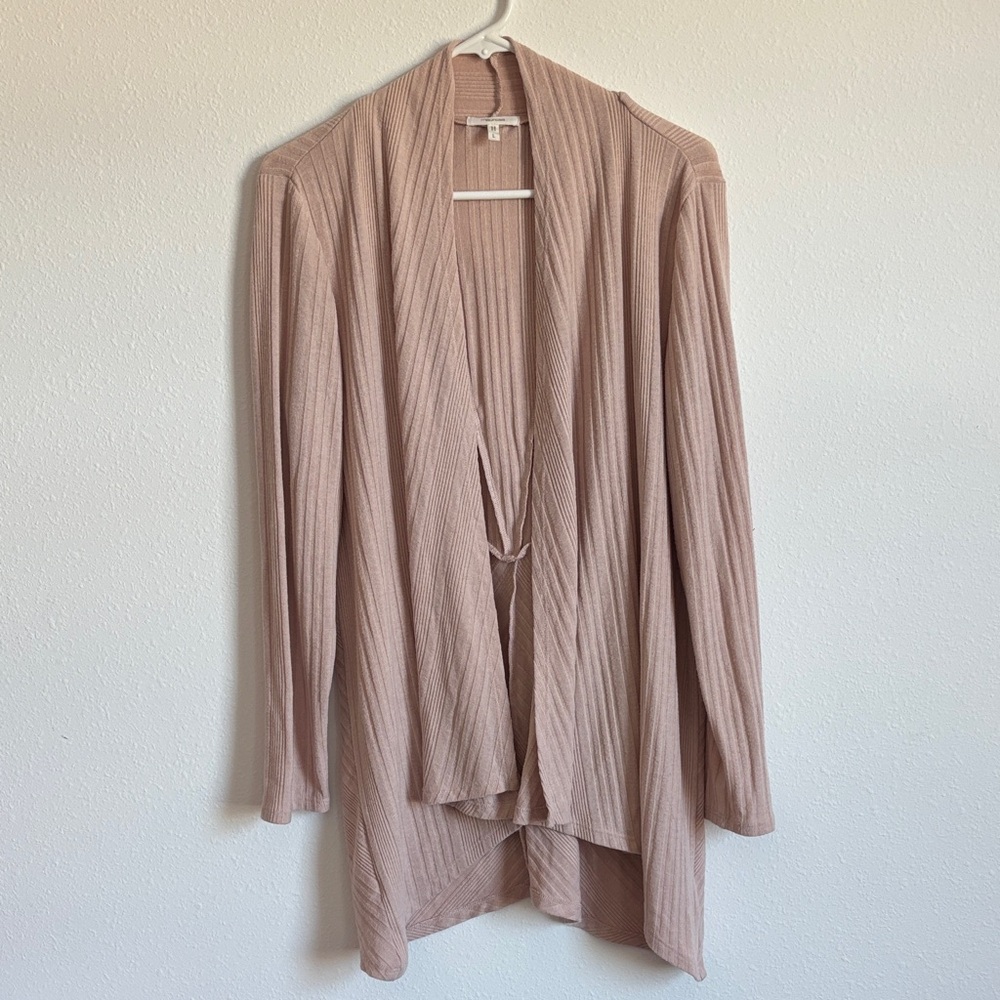 Maurices Light Pink Ribbed Lattice Back Open Front Cardigan Size Large